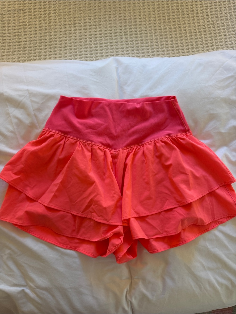 aerie Coral Pink Layered Ruffle Athletic Shorts